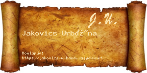 Jakovics Urbána névjegykártya
