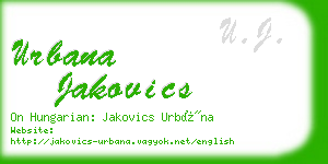 urbana jakovics business card
